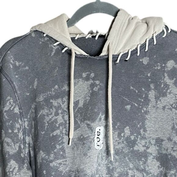 H&M Divided Men’s M Gray Acid Wash Hoodie Sweatshirt roe. Patch Streetwear - Picture 2 of 7